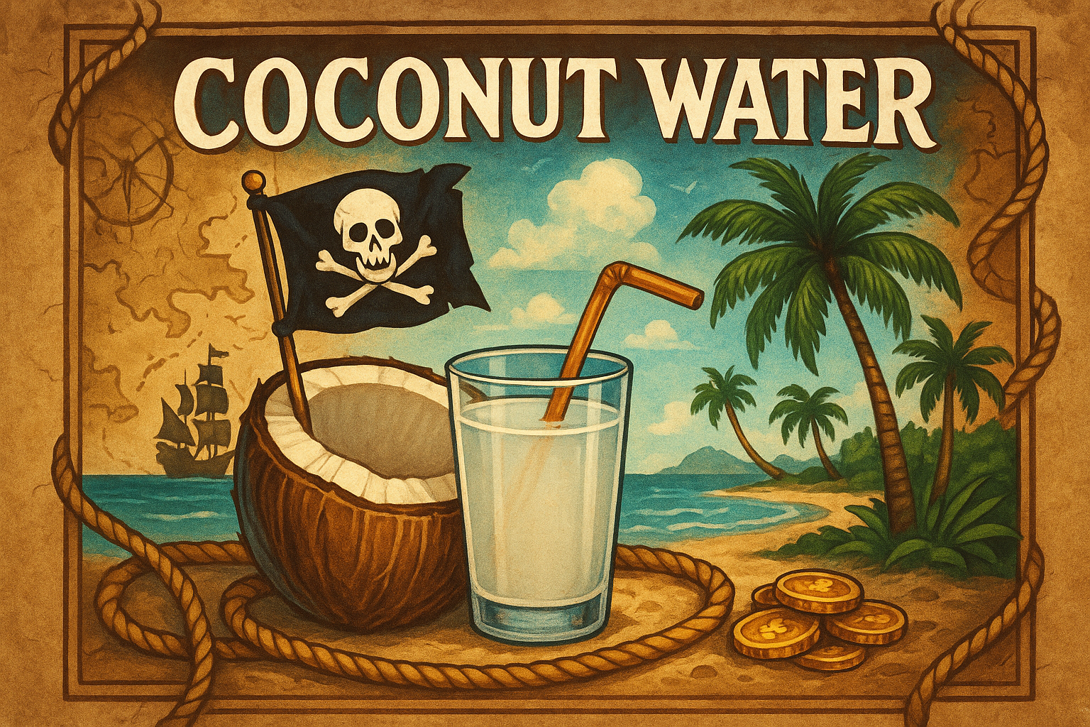 Pirate-themed coconut water